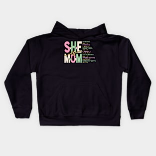 She Is Mom Strong Brave Fearless Lovely Beautiful Kids Hoodie